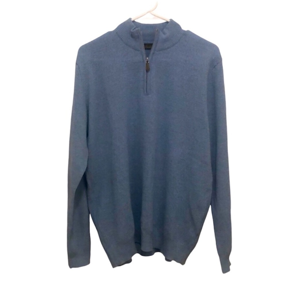 Stenstroms Blue Merino Wool Quarter Zip Size XL